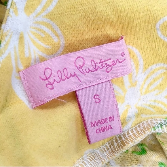 Lilly Pulitzer yellow green white knit tank dress Noella small halter open back - Picture 2 of 15